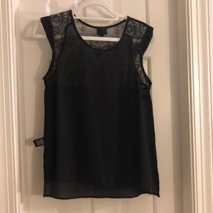 Chiffon capped shoulder shirt - lace detail on back - size S